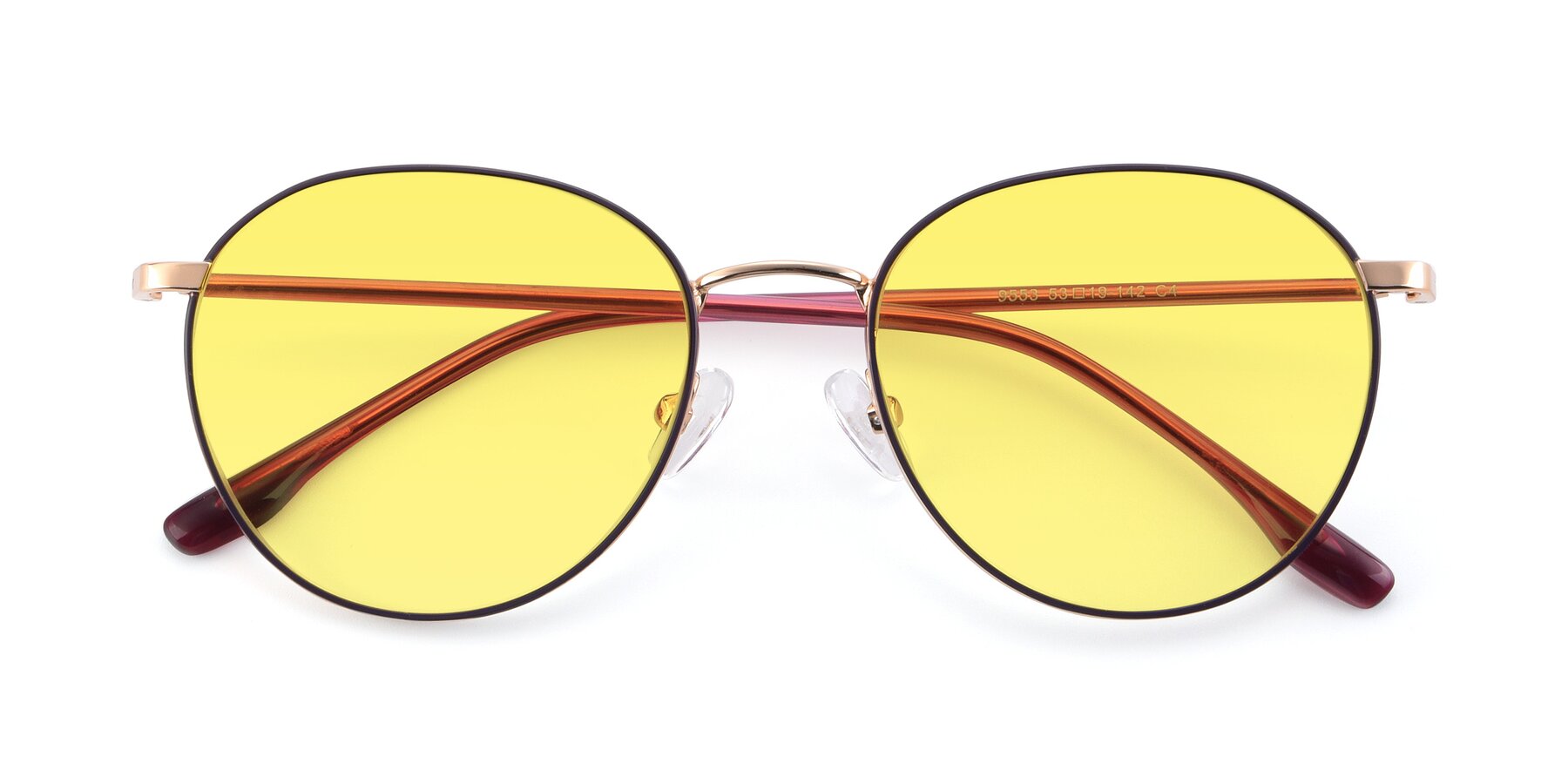 Folded Front of 9553 in Purple-Gold with Medium Yellow Tinted Lenses