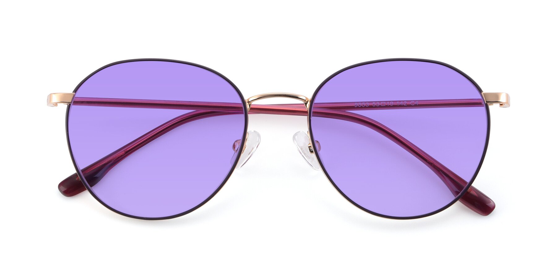 Folded Front of 9553 in Purple-Gold with Medium Purple Tinted Lenses