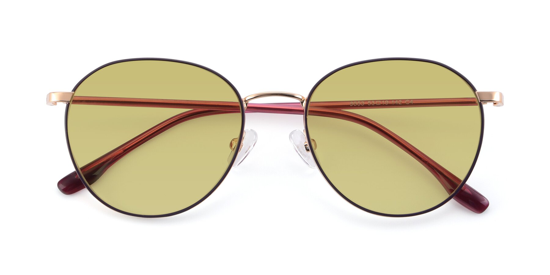 Folded Front of 9553 in Purple-Gold with Medium Champagne Tinted Lenses