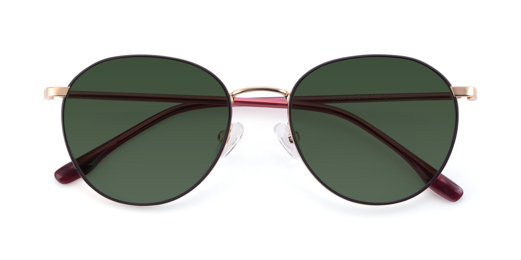 Folded Front of 9553 in Purple-Gold with Green Tinted Lenses