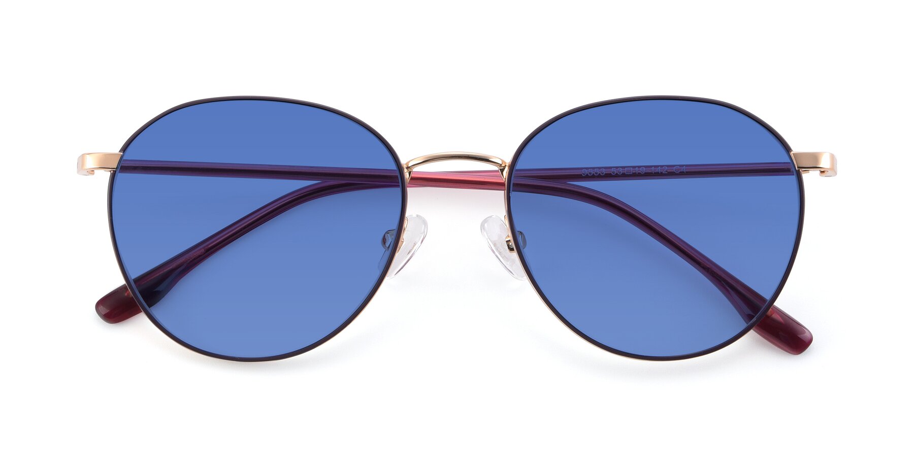 Folded Front of 9553 in Purple-Gold with Blue Tinted Lenses