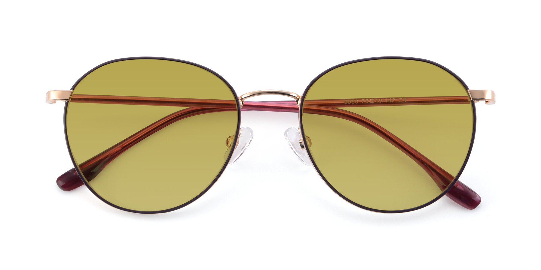 Folded Front of 9553 in Purple-Gold with Champagne Tinted Lenses