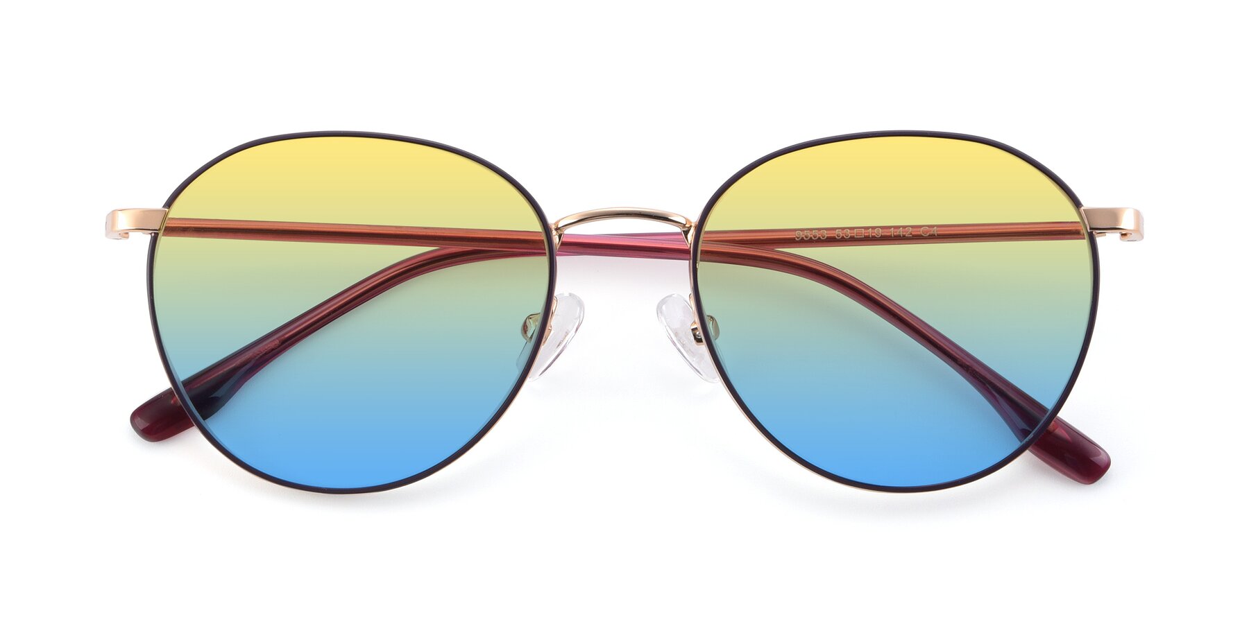 Folded Front of 9553 in Purple-Gold with Yellow / Blue Gradient Lenses