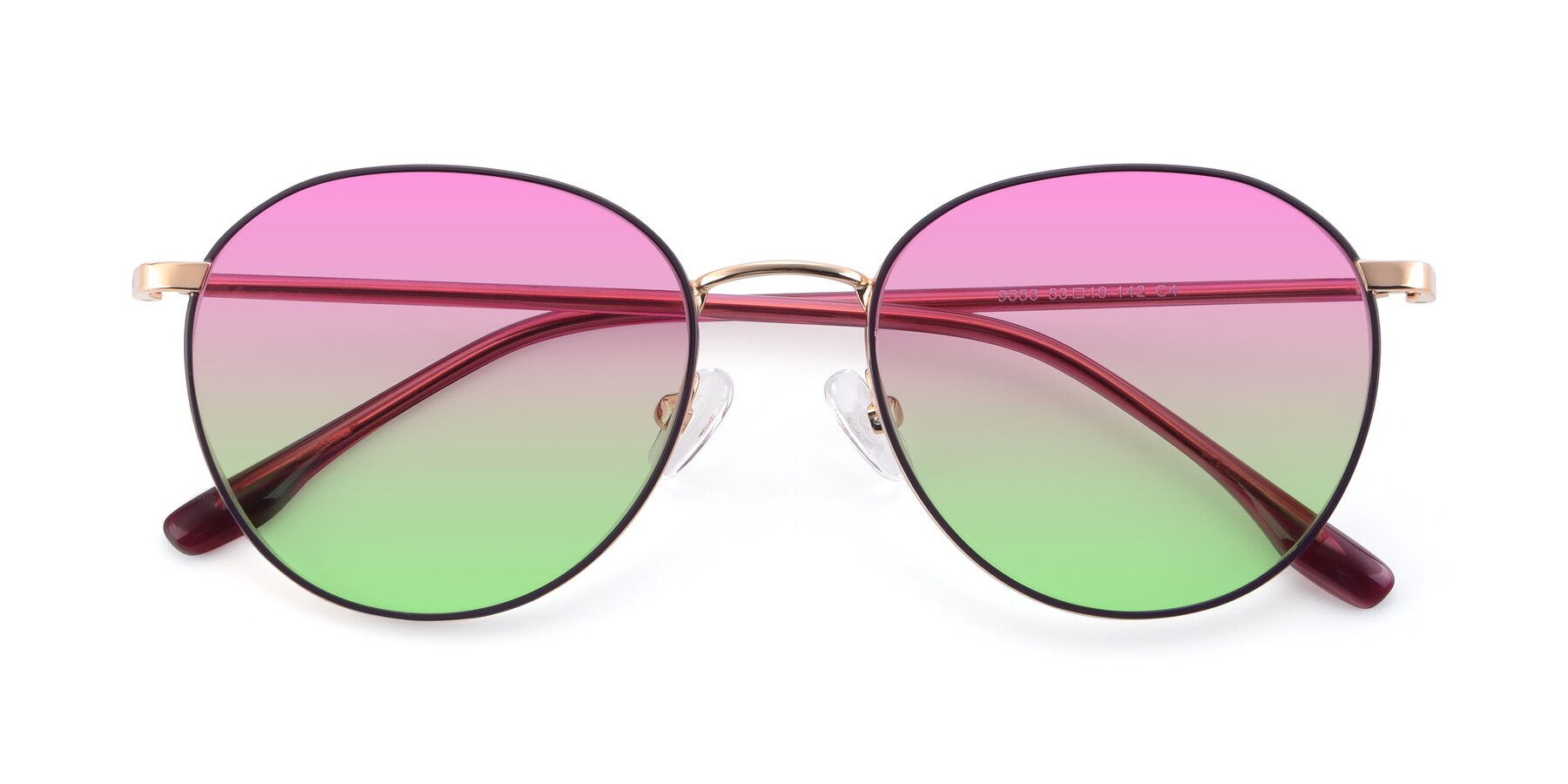 Folded Front of 9553 in Purple-Gold with Pink / Green Gradient Lenses