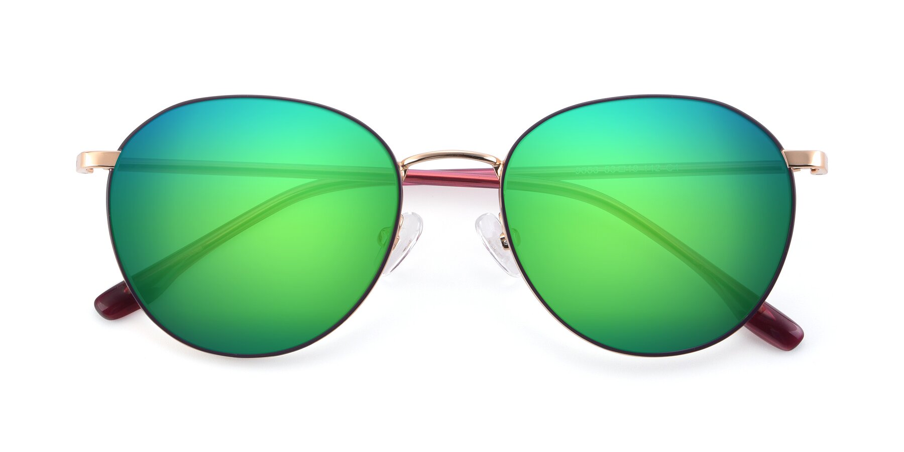 Folded Front of 9553 in Purple-Gold with Green Mirrored Lenses
