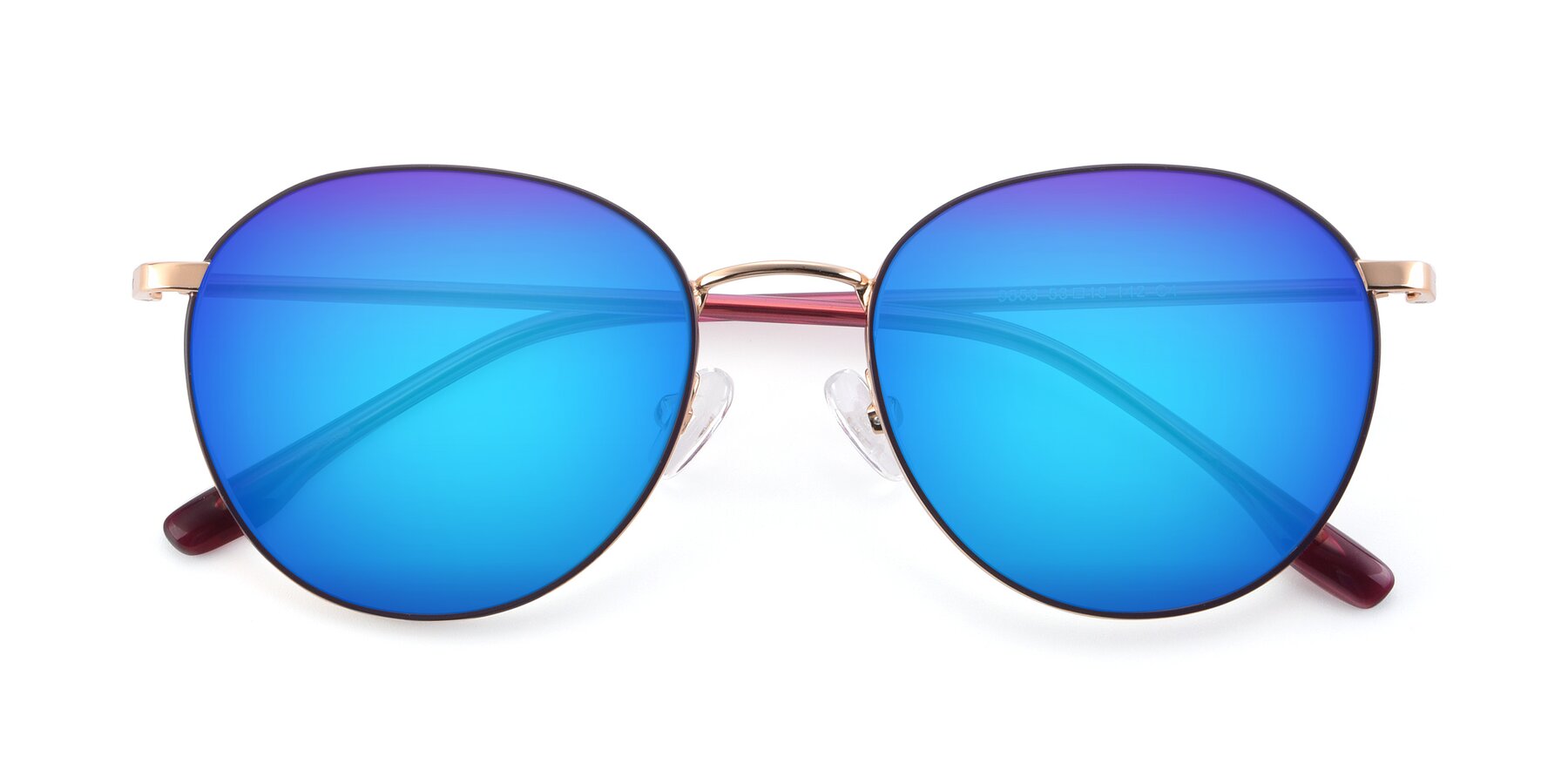 Folded Front of 9553 in Purple-Gold with Blue Mirrored Lenses