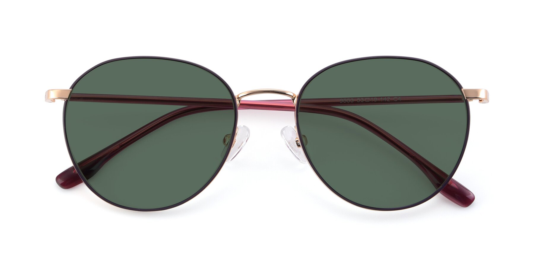 Folded Front of 9553 in Purple-Gold with Green Polarized Lenses