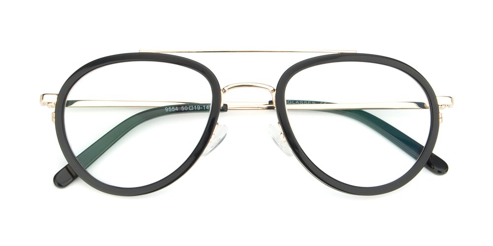 Black Double Bridge Low Bridge Fit Ultem Eyeglasses Louis
