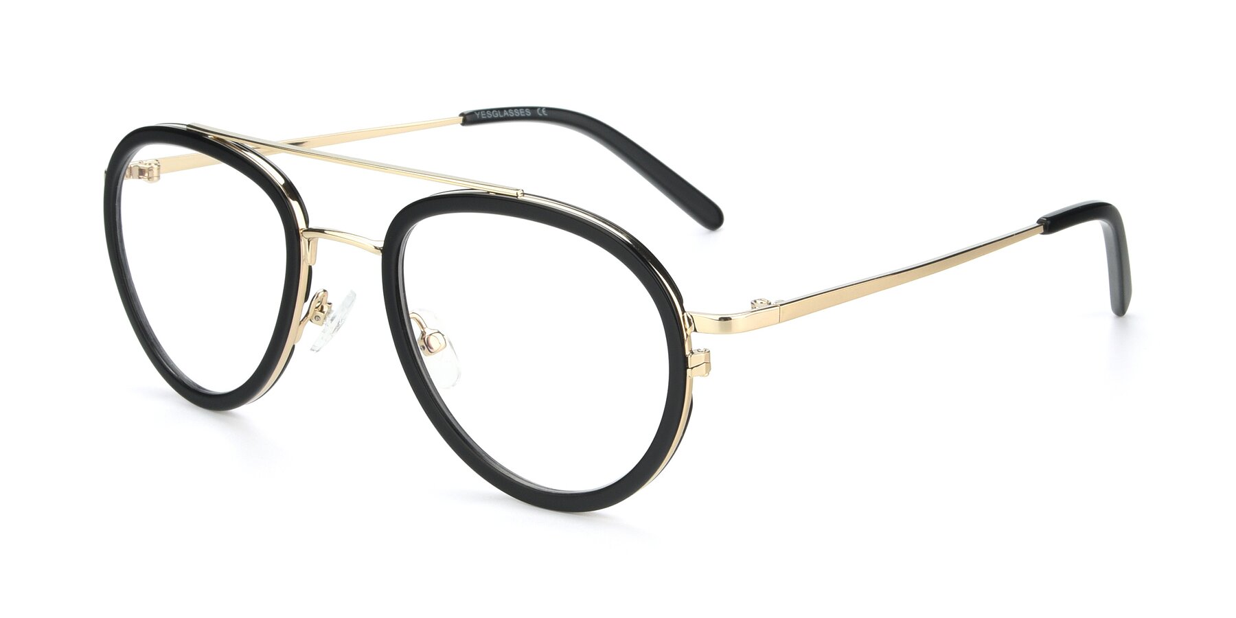 Angle of 9554 in Black-Gold with Clear Blue Light Blocking Lenses