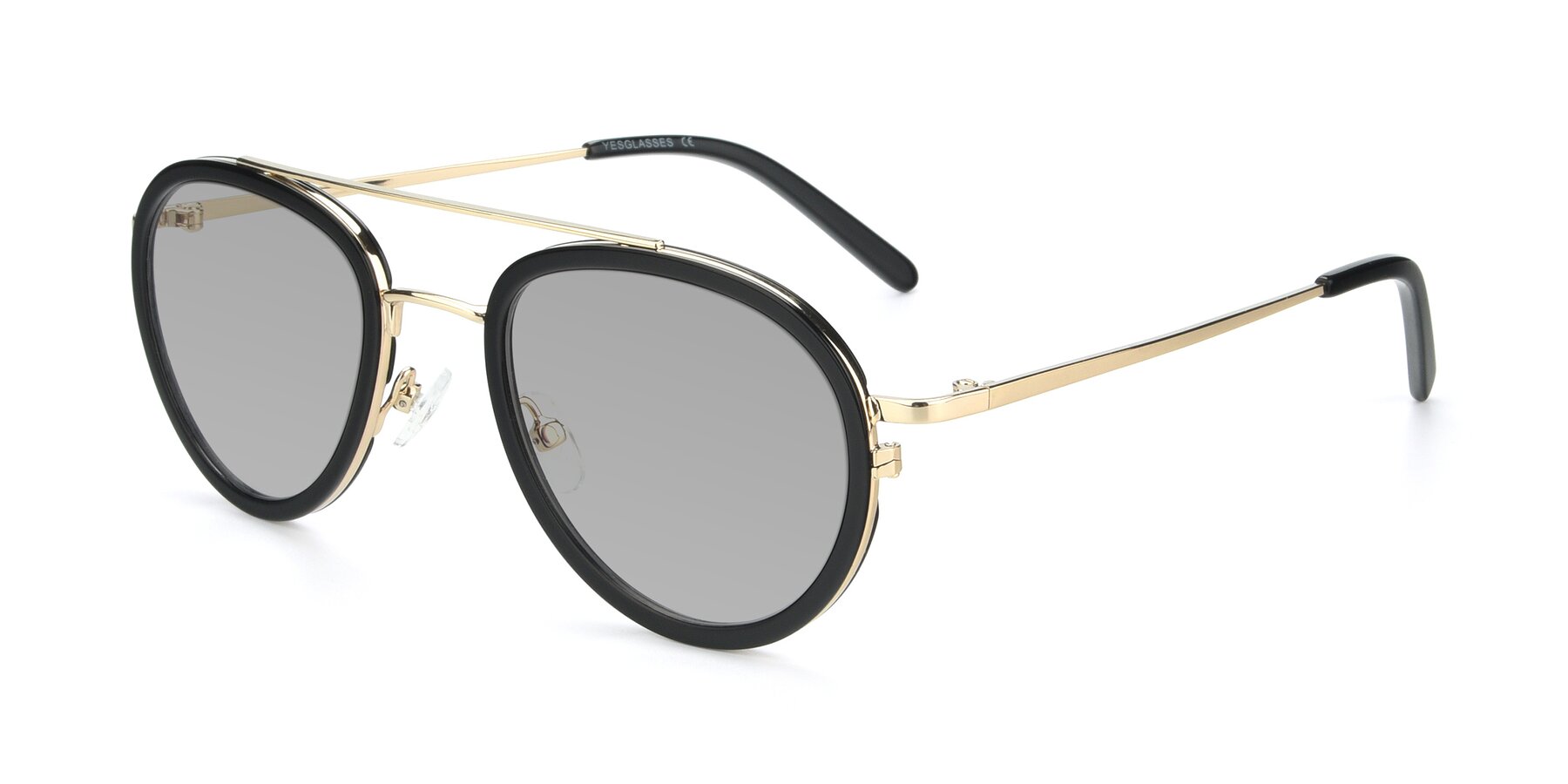 Angle of 9554 in Black-Gold with Light Gray Tinted Lenses