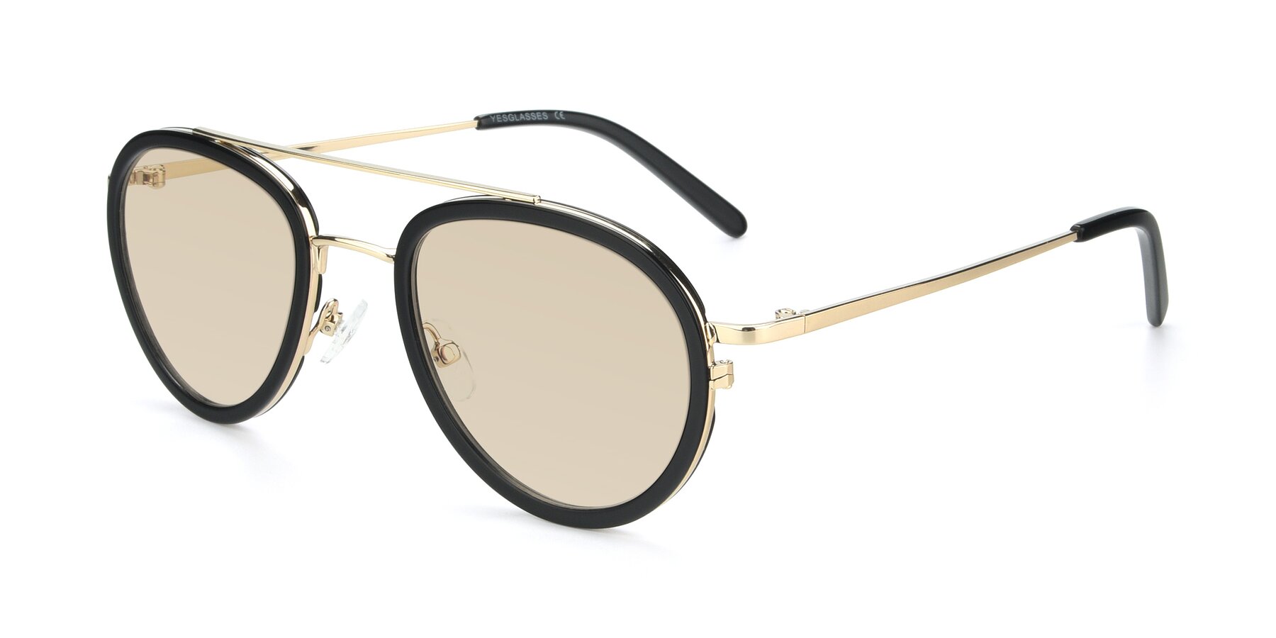 Angle of 9554 in Black-Gold with Light Brown Tinted Lenses