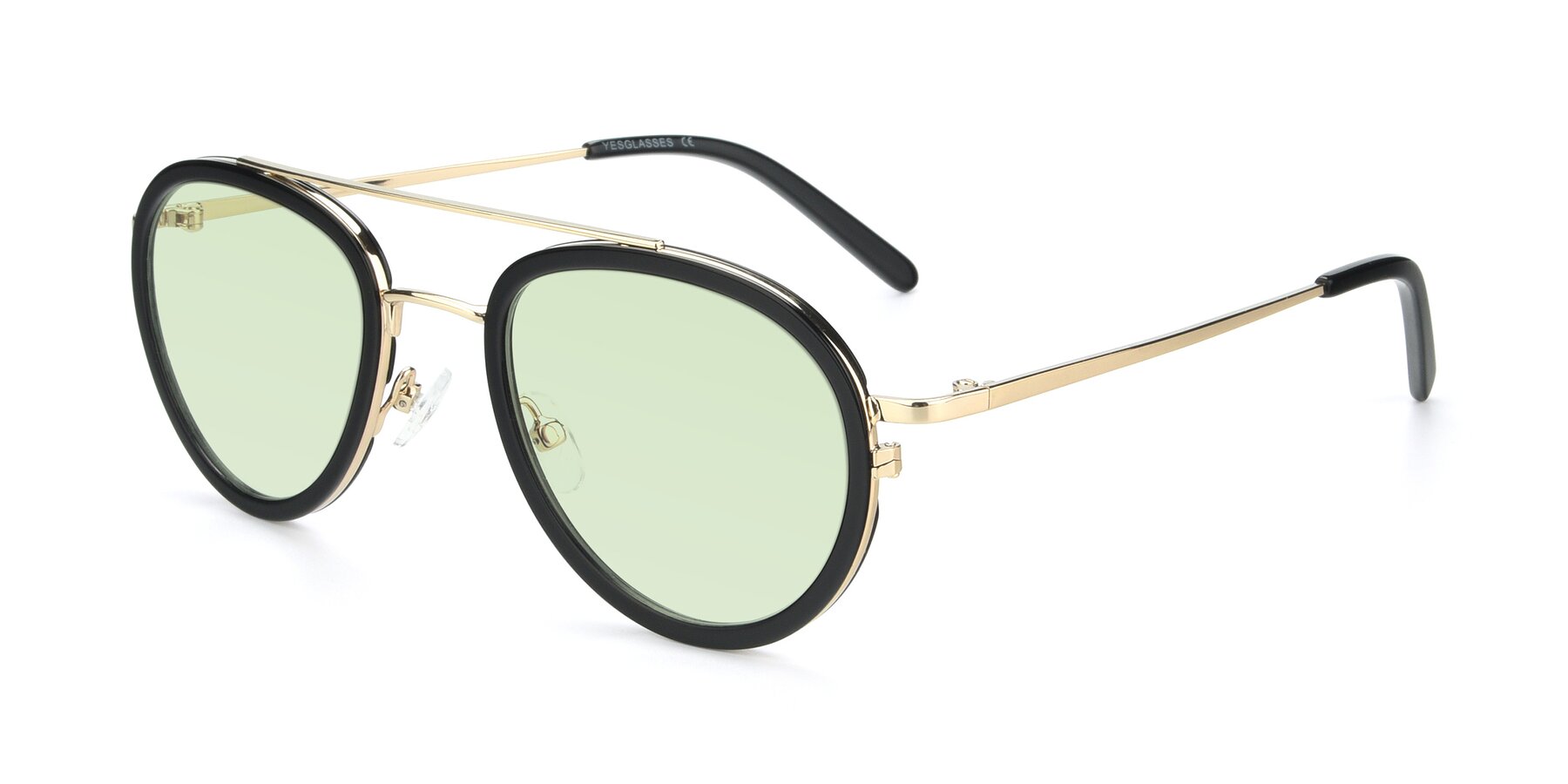 Angle of 9554 in Black-Gold with Light Green Tinted Lenses