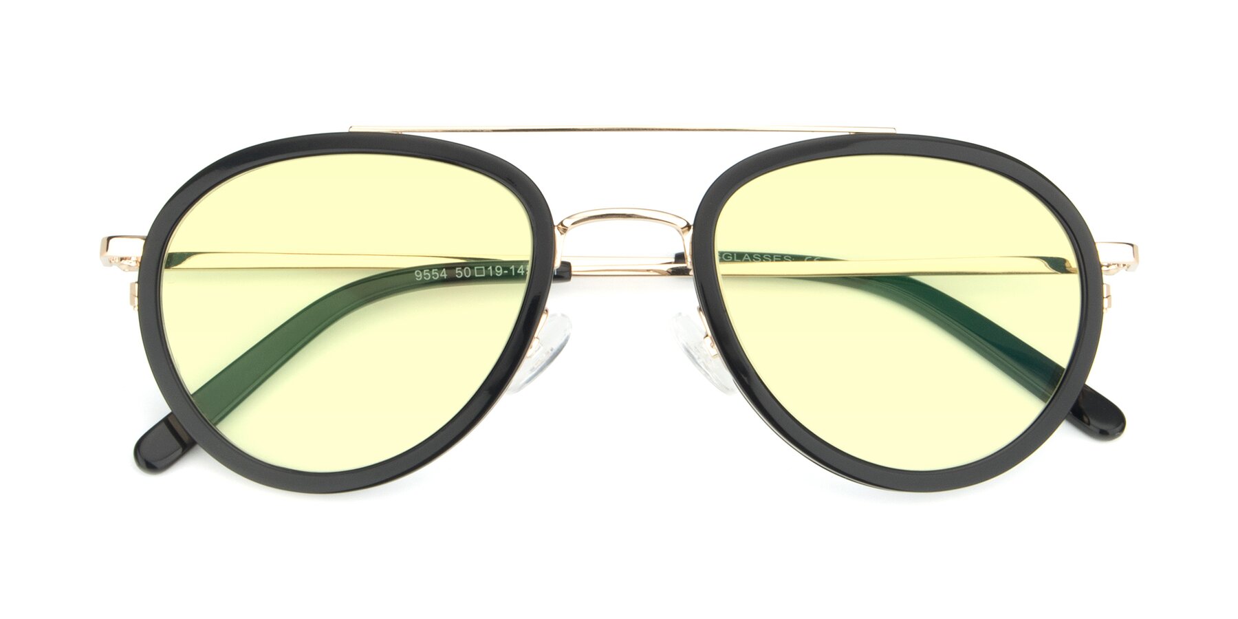 Folded Front of 9554 in Black-Gold with Light Yellow Tinted Lenses