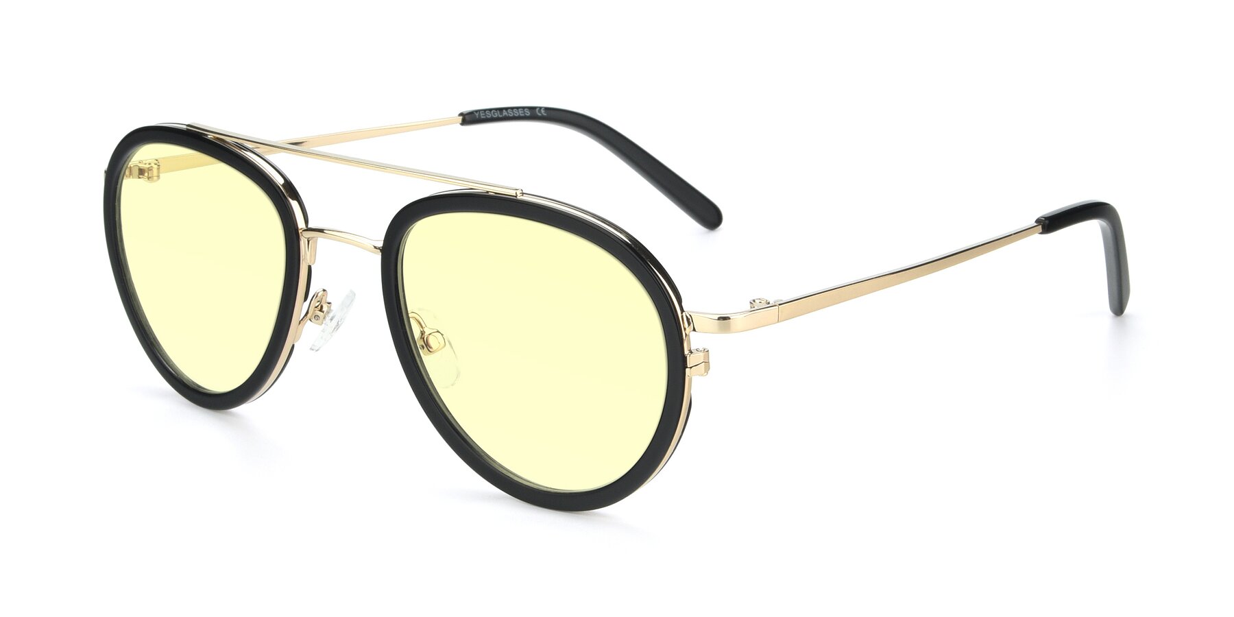Angle of 9554 in Black-Gold with Light Yellow Tinted Lenses