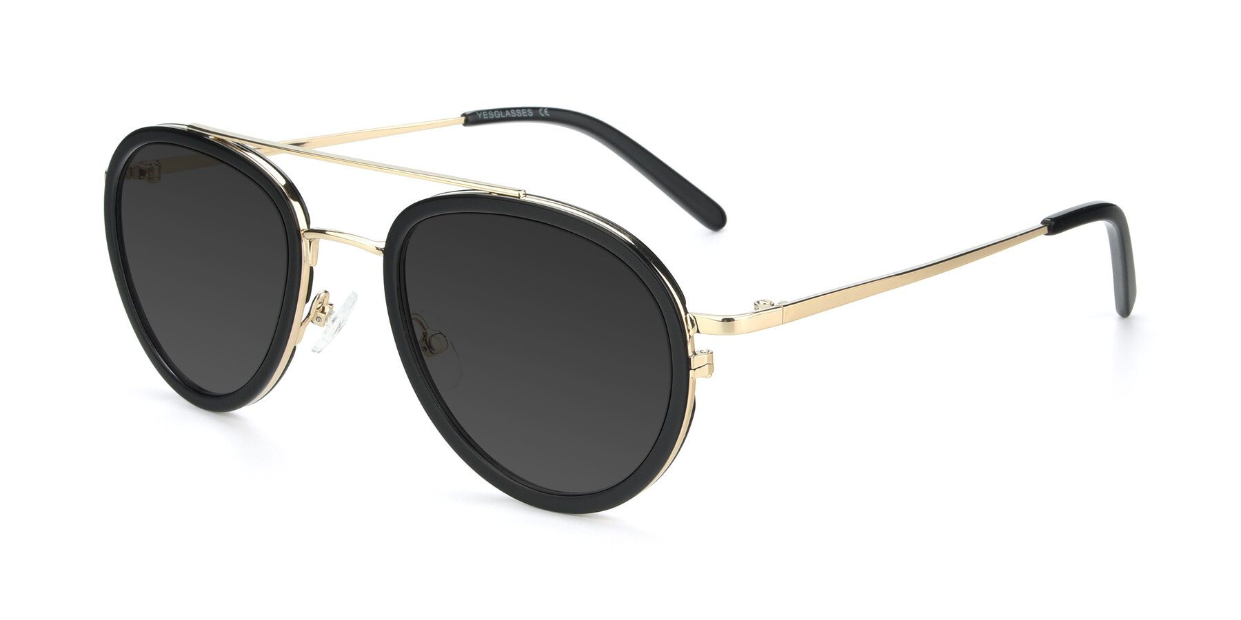Angle of 9554 in Black-Gold with Gray Tinted Lenses