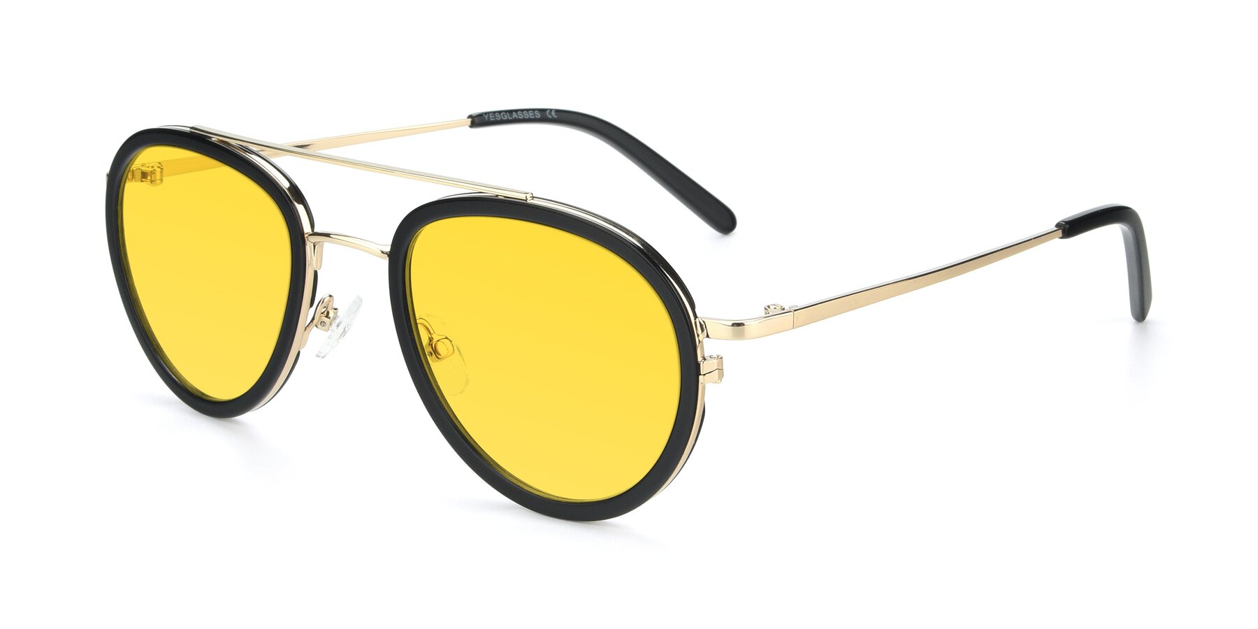 Angle of 9554 in Black-Gold with Yellow Tinted Lenses