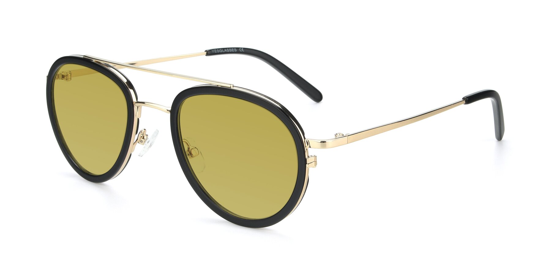 Angle of 9554 in Black-Gold with Champagne Tinted Lenses