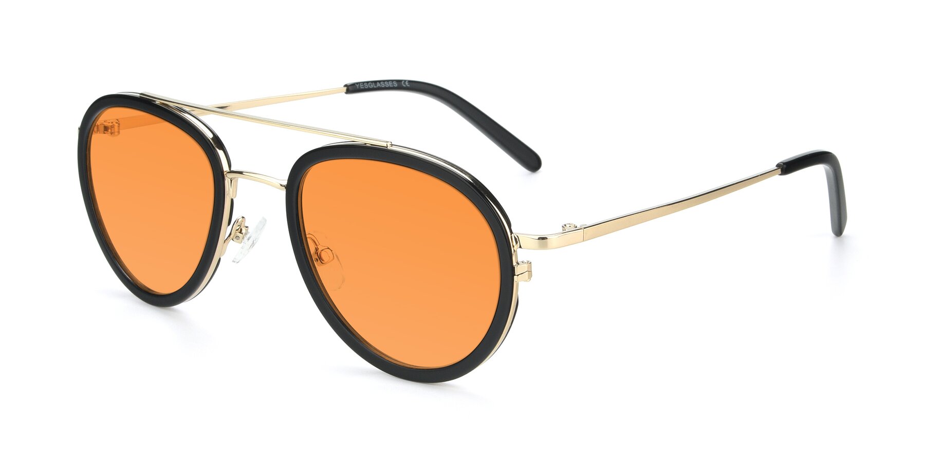 Angle of 9554 in Black-Gold with Orange Tinted Lenses