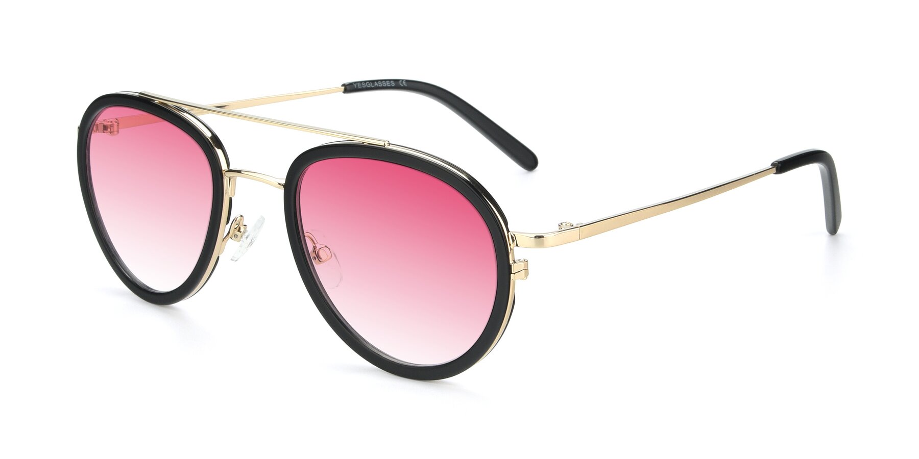 Angle of 9554 in Black-Gold with Pink Gradient Lenses