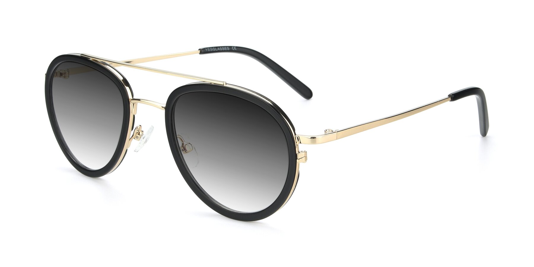 Angle of 9554 in Black-Gold with Gray Gradient Lenses