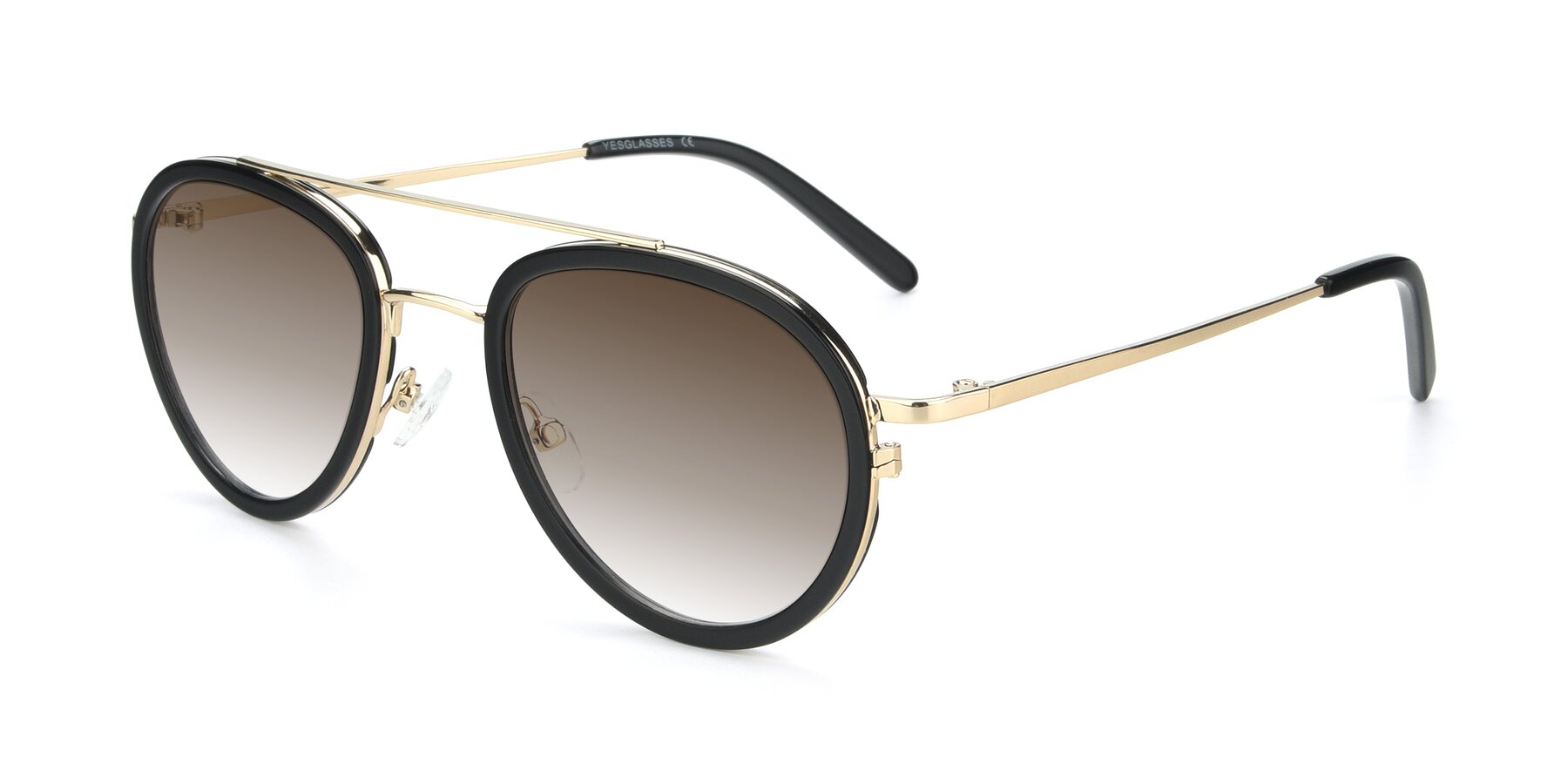 Angle of 9554 in Black-Gold with Brown Gradient Lenses