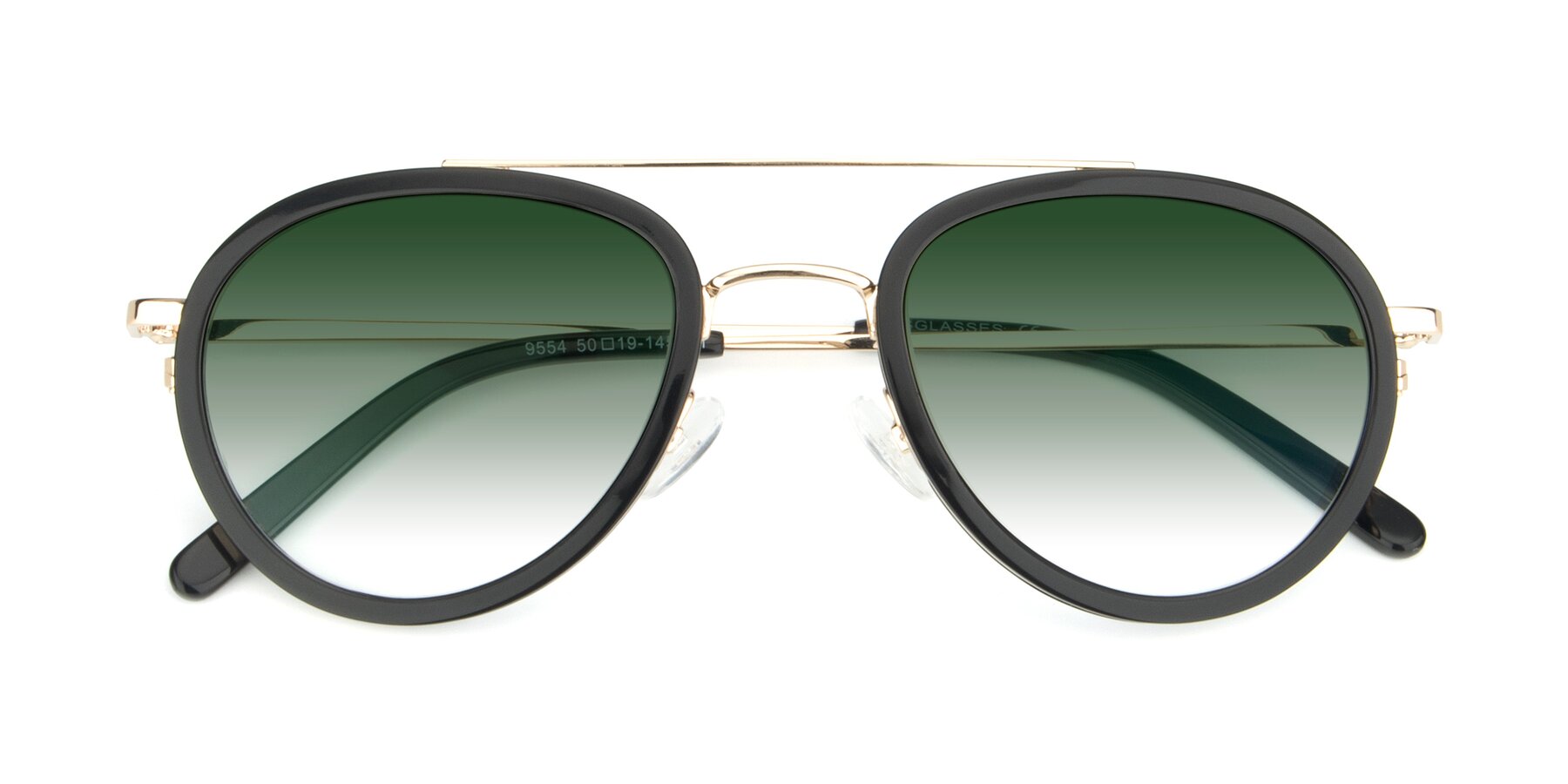 Folded Front of 9554 in Black-Gold with Green Gradient Lenses