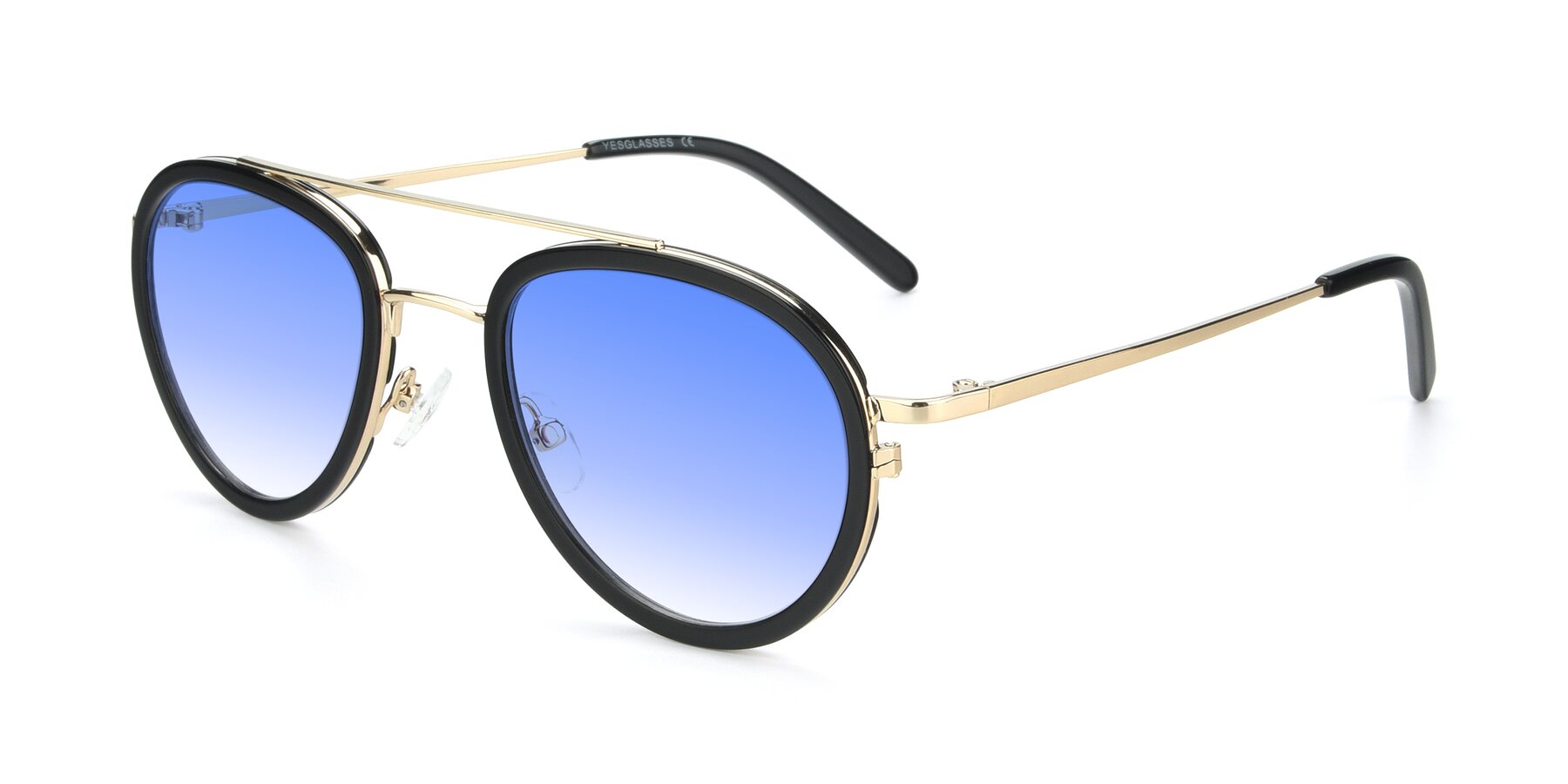 Angle of 9554 in Black-Gold with Blue Gradient Lenses
