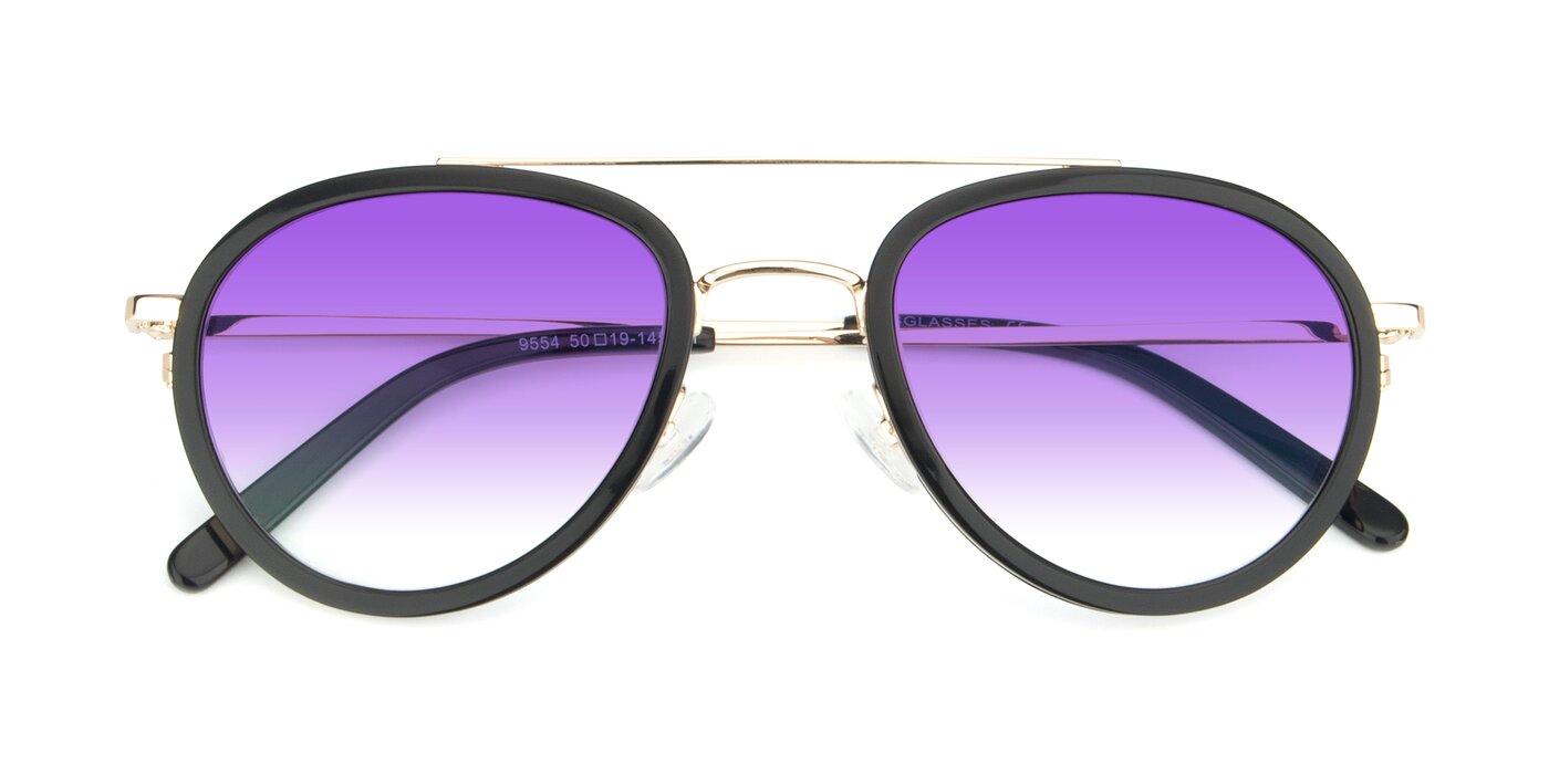9554 - Black / Gold Gradient Sunglasses