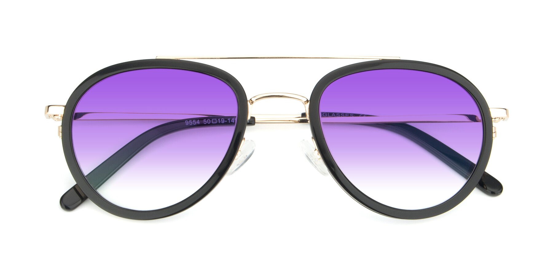 Folded Front of 9554 in Black-Gold with Purple Gradient Lenses