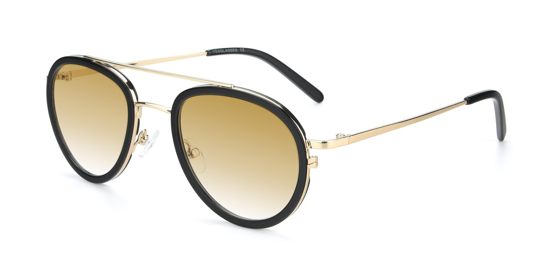 Angle of 9554 in Black-Gold with Champagne Gradient Lenses