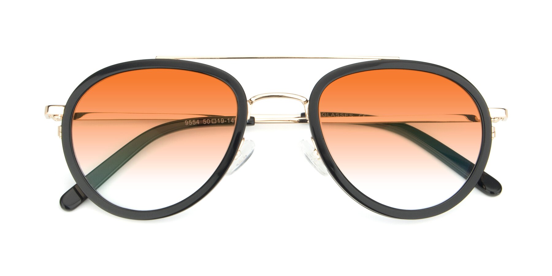 Folded Front of 9554 in Black-Gold with Orange Gradient Lenses