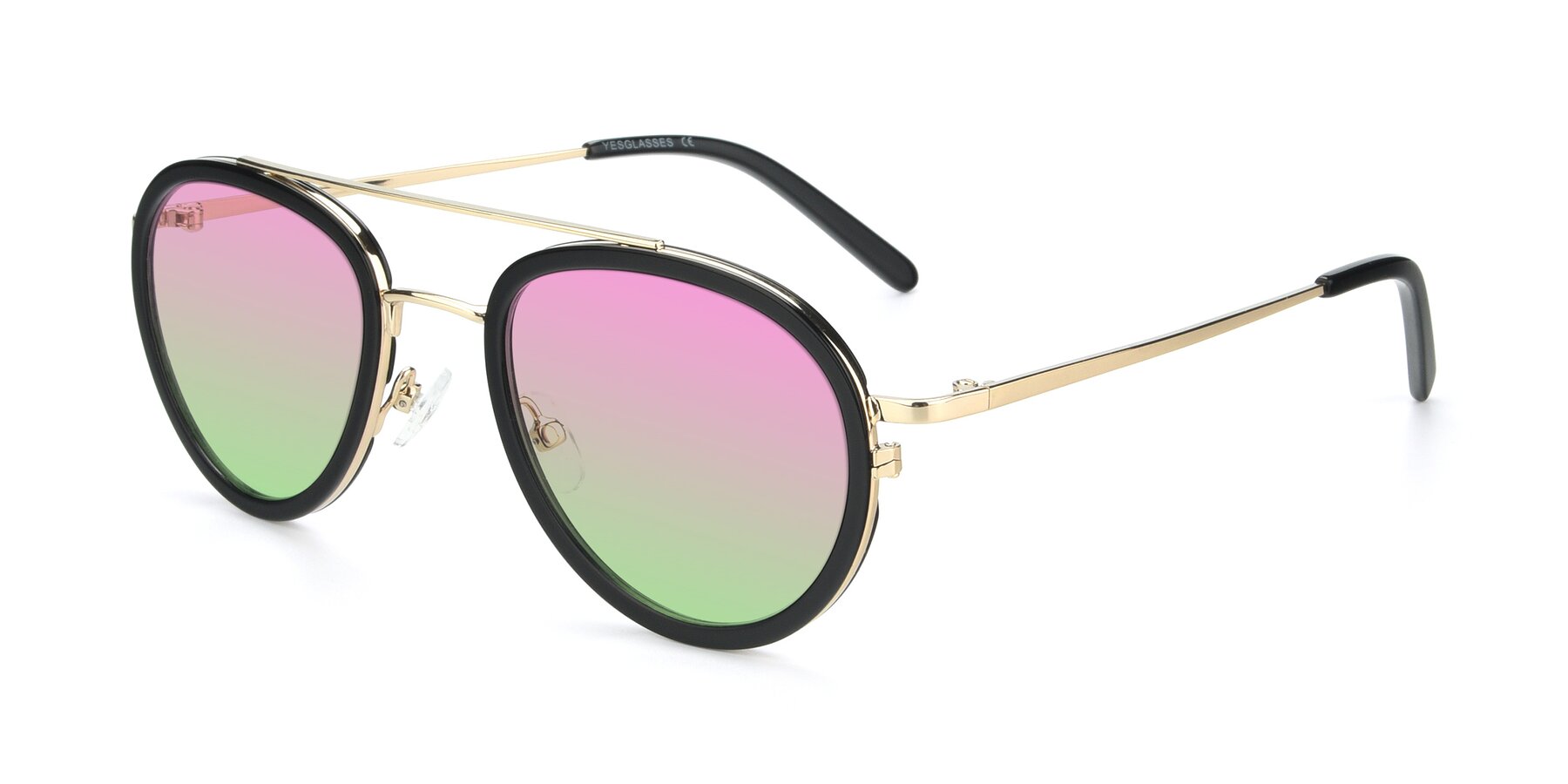 Angle of 9554 in Black-Gold with Pink / Green Gradient Lenses