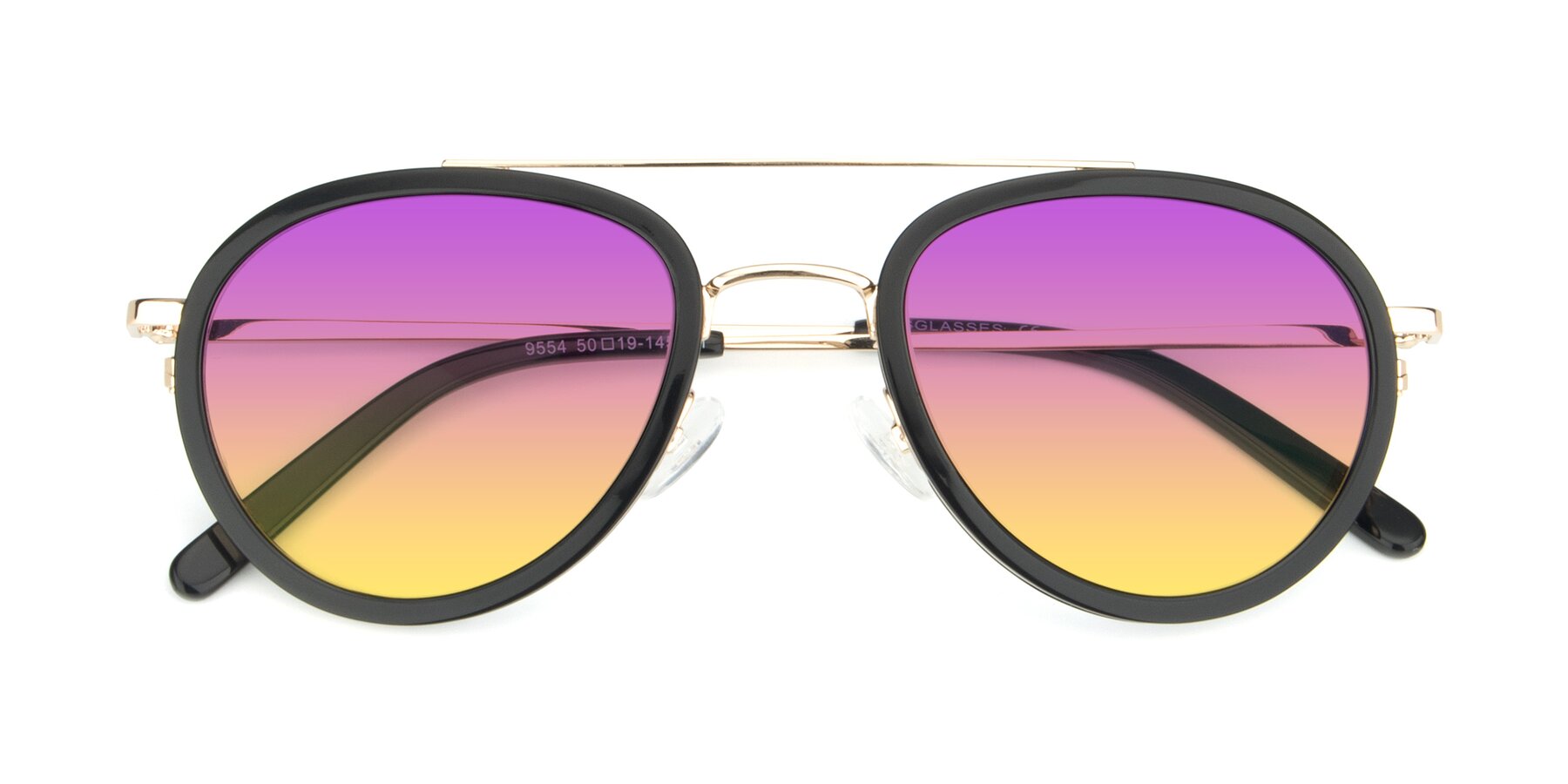 Folded Front of 9554 in Black-Gold with Purple / Yellow Gradient Lenses