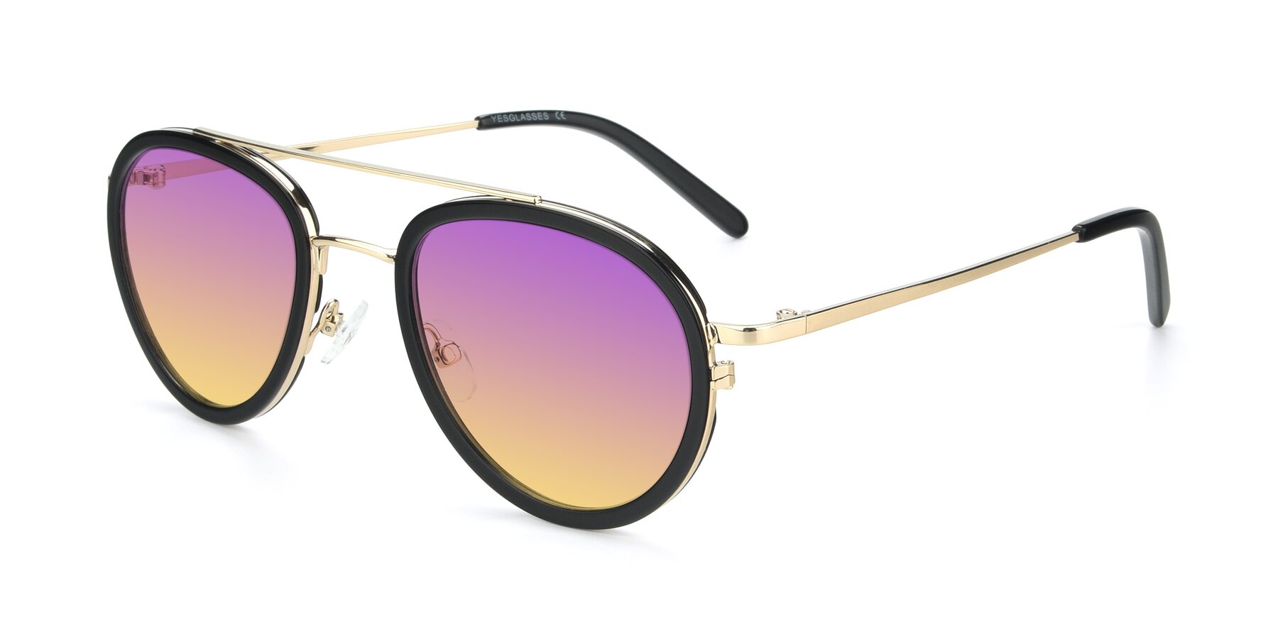 Angle of 9554 in Black-Gold with Purple / Yellow Gradient Lenses