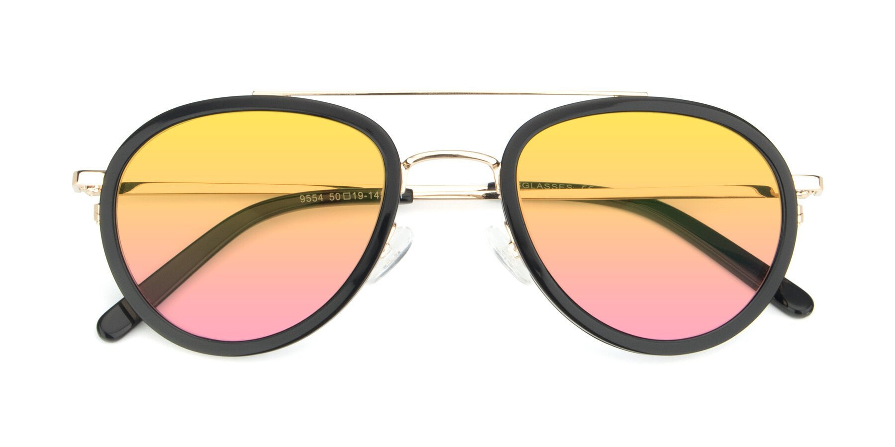 Folded Front of 9554 in Black-Gold with Yellow / Pink Gradient Lenses