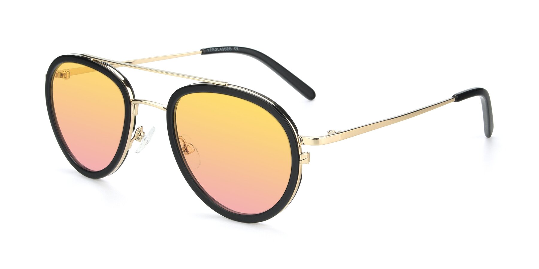 Angle of 9554 in Black-Gold with Yellow / Pink Gradient Lenses