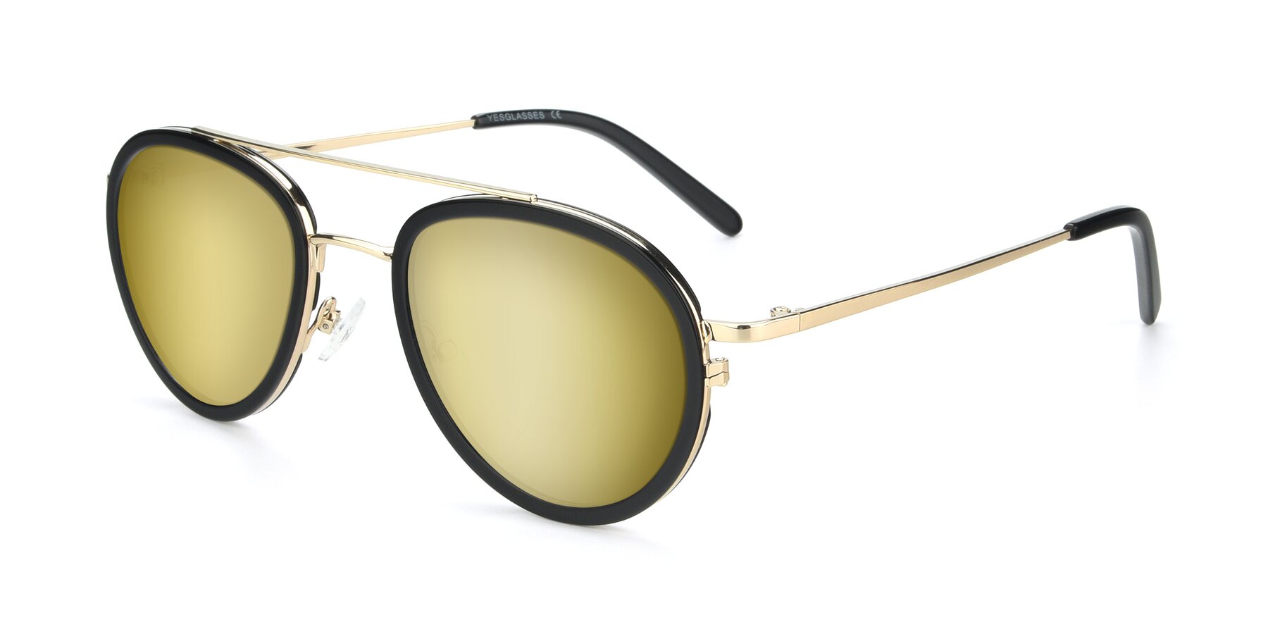 Angle of 9554 in Black-Gold with Gold Mirrored Lenses