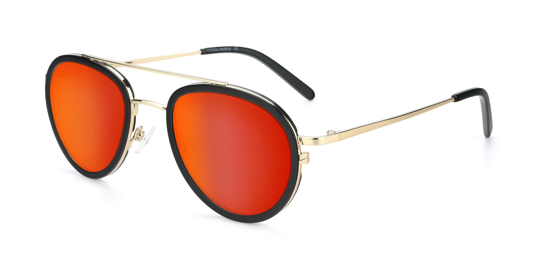 Angle of 9554 in Black-Gold with Red Gold Mirrored Lenses
