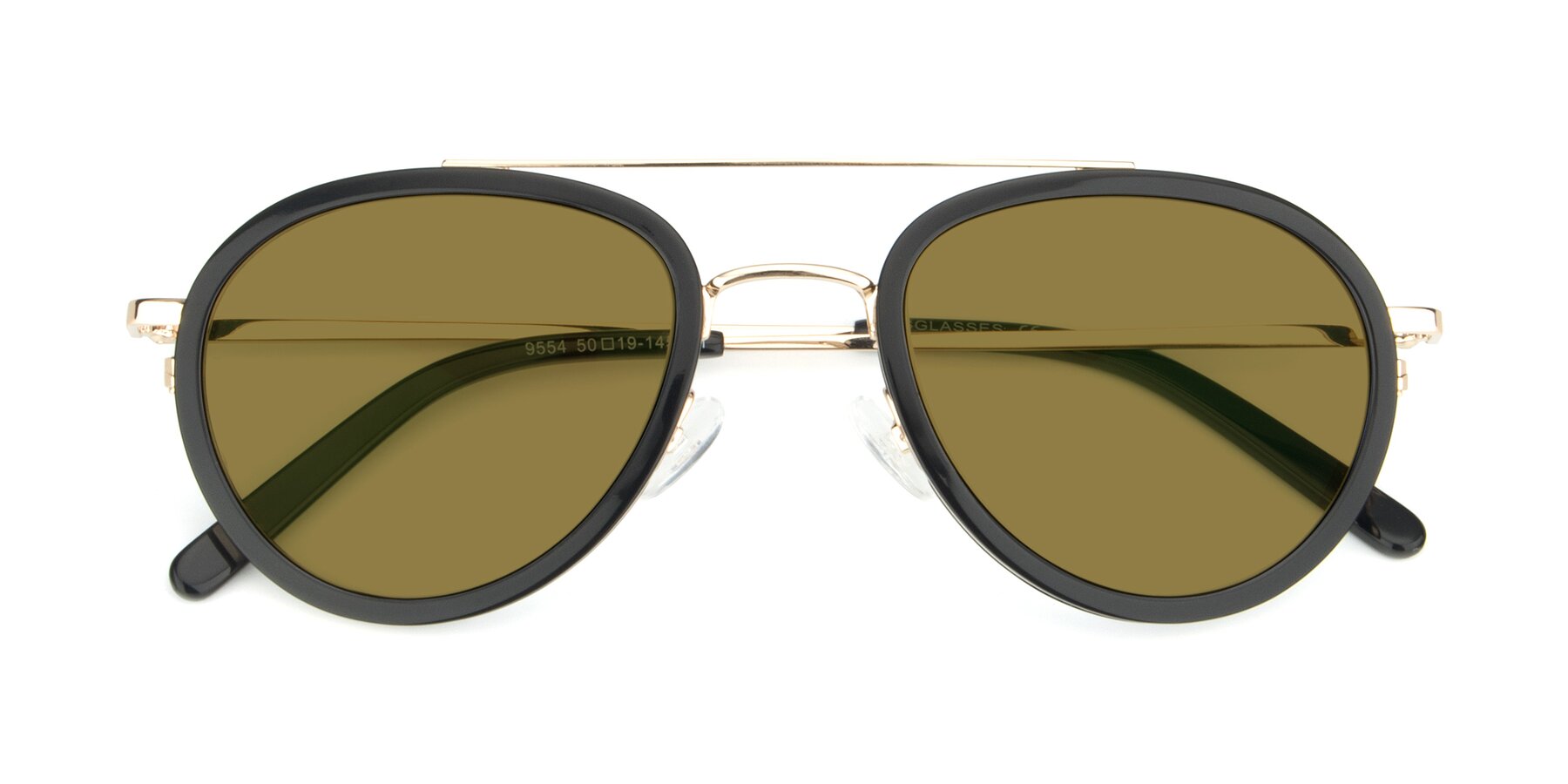 Folded Front of 9554 in Black-Gold with Brown Polarized Lenses