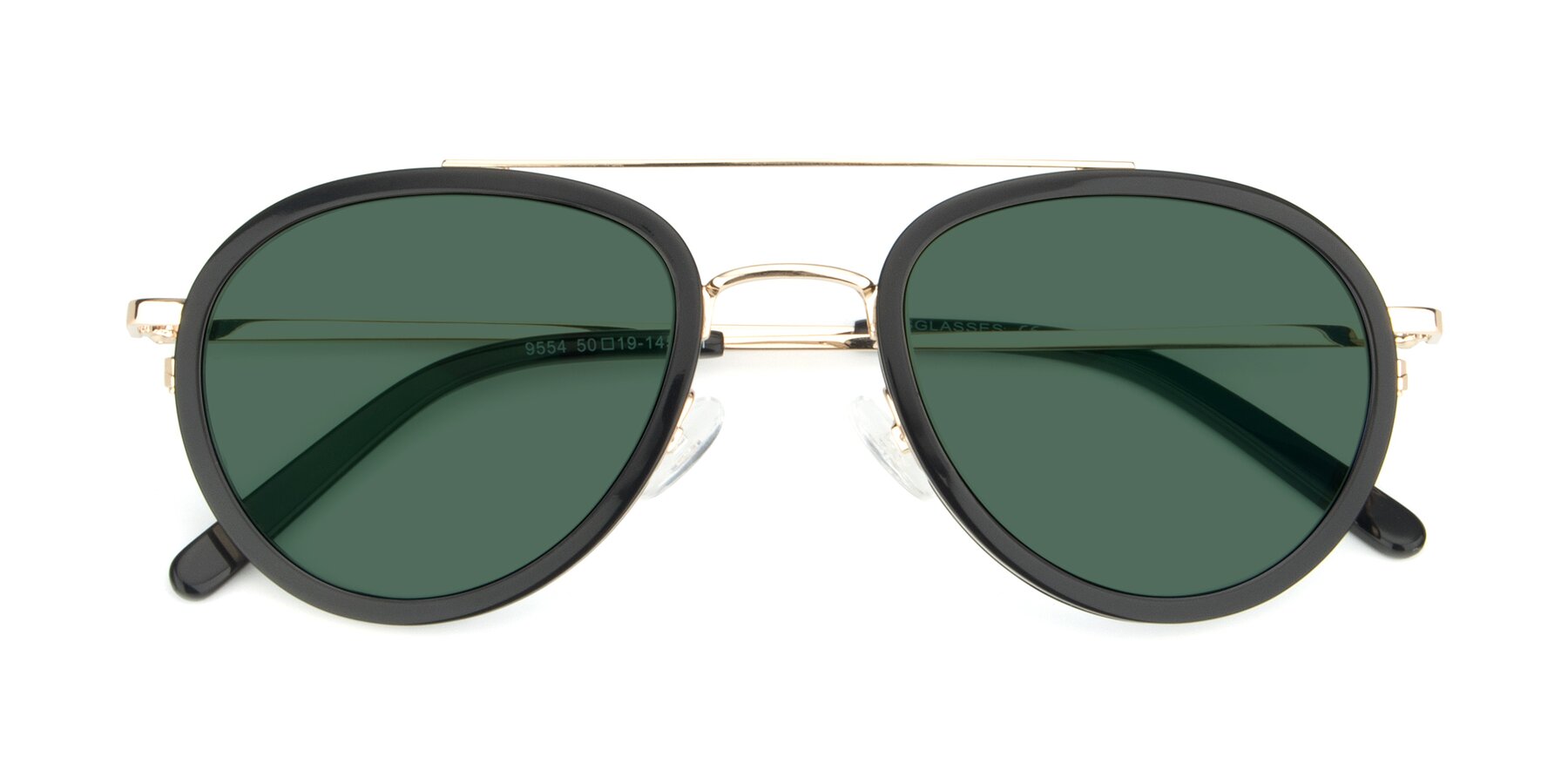 Folded Front of 9554 in Black-Gold with Green Polarized Lenses