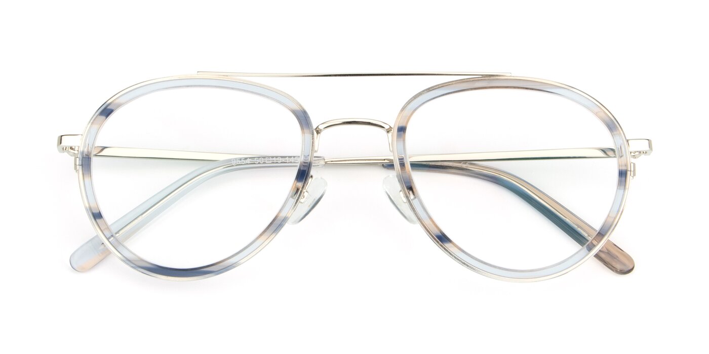 9554 - Silver / Transparent Blue Light Glasses