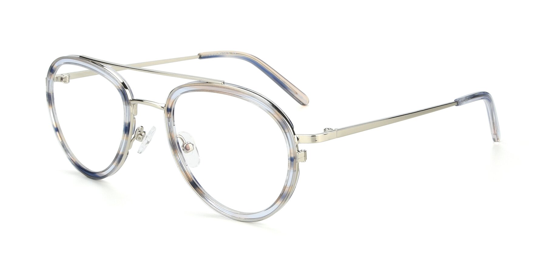 Angle of 9554 in Silver-Transparent with Clear Blue Light Blocking Lenses
