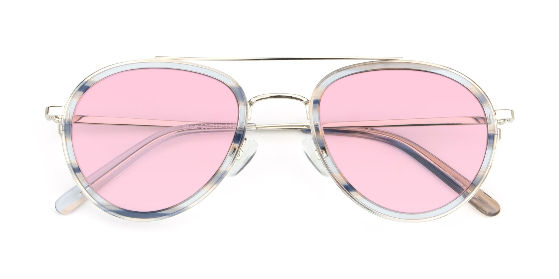 Folded Front of 9554 in Silver-Transparent with Light Pink Tinted Lenses