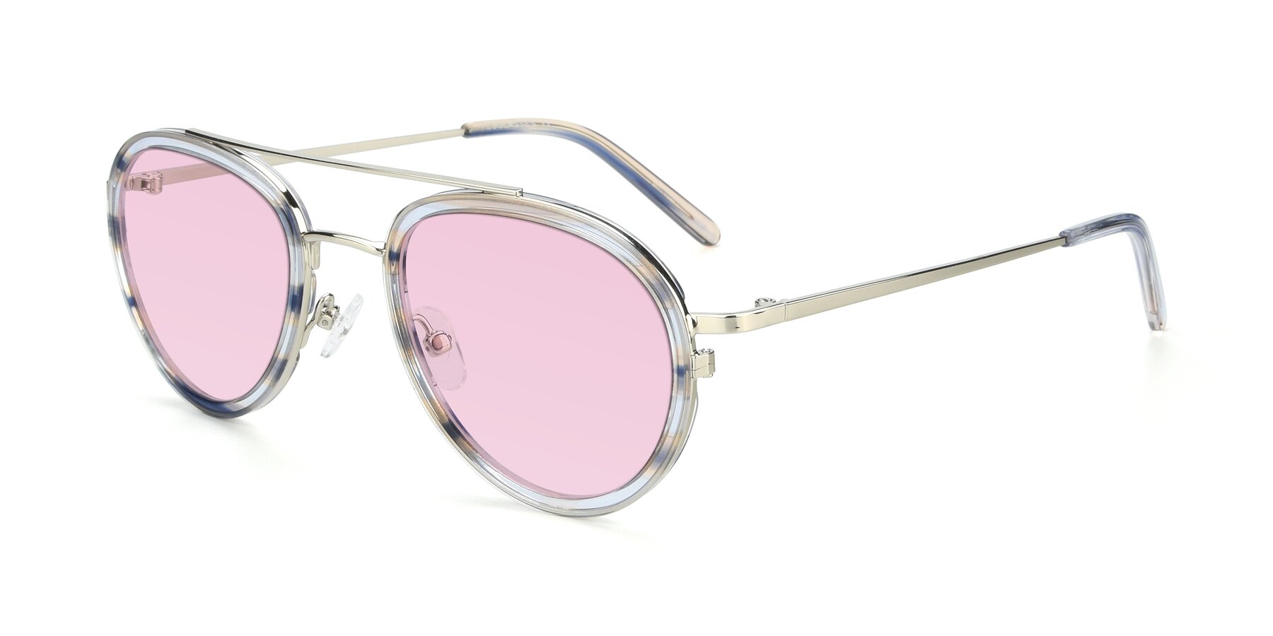 Angle of 9554 in Silver-Transparent with Light Pink Tinted Lenses