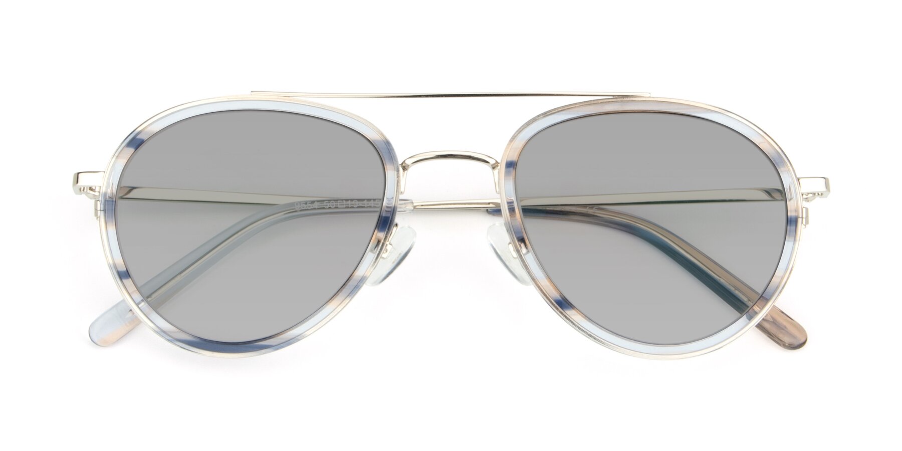 Folded Front of 9554 in Silver-Transparent with Light Gray Tinted Lenses