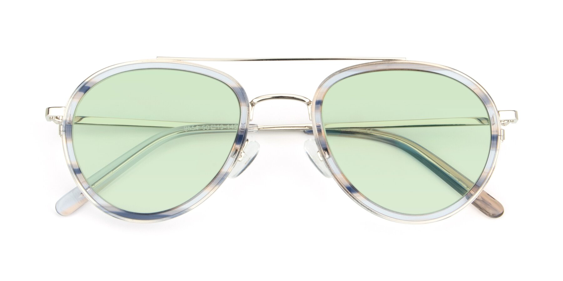 Folded Front of 9554 in Silver-Transparent with Light Green Tinted Lenses