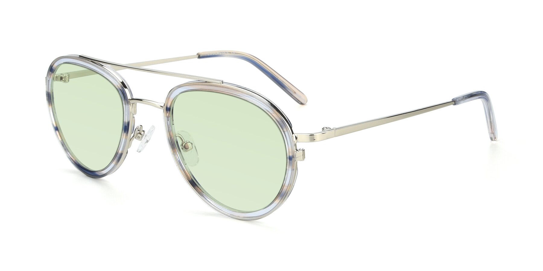 Angle of 9554 in Silver-Transparent with Light Green Tinted Lenses