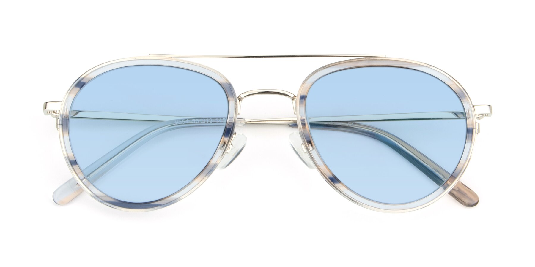 Folded Front of 9554 in Silver-Transparent with Light Blue Tinted Lenses