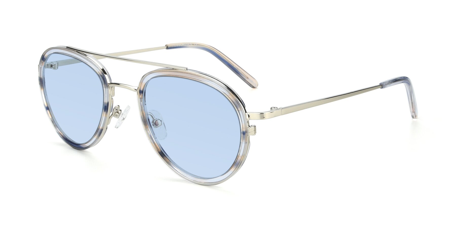 Angle of 9554 in Silver-Transparent with Light Blue Tinted Lenses