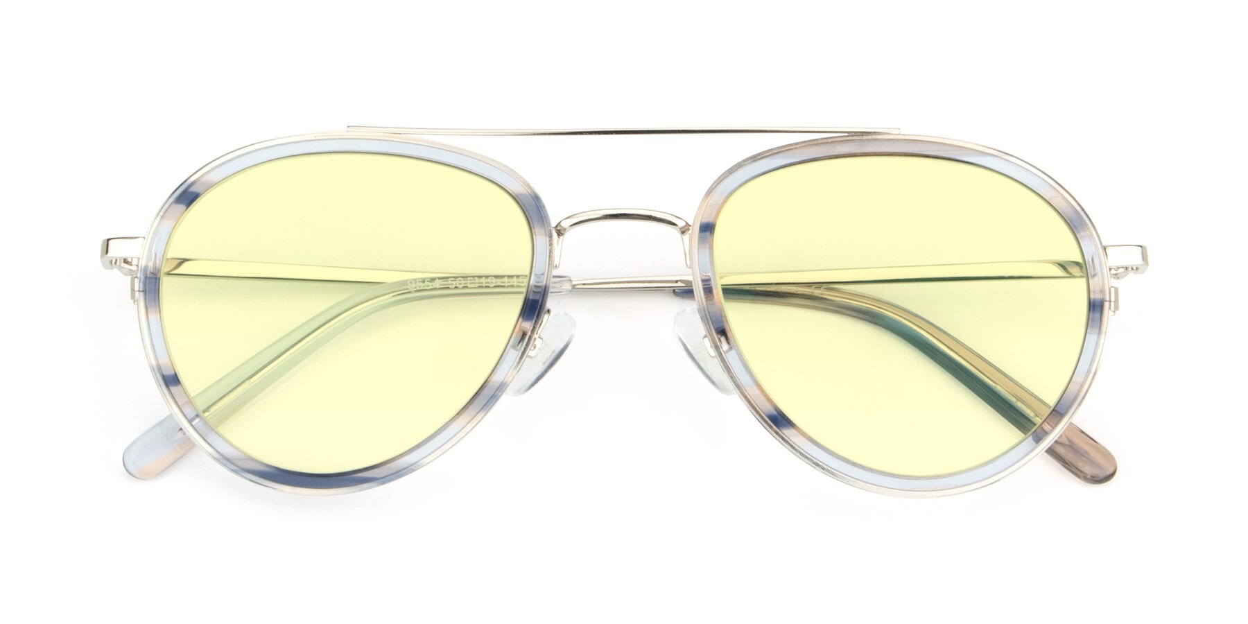 Folded Front of 9554 in Silver-Transparent with Light Yellow Tinted Lenses
